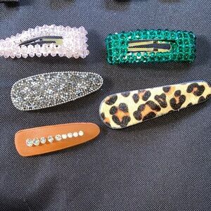 Paparazzi Glam Hair Clip Set - Pink, Green, Silver, Brown, Leopard